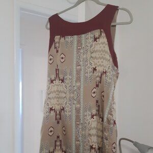 Silky Maroon and beige mini dress